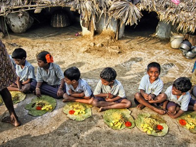 Food Distribution in Chinnapuram Village, Andhra Pradesh